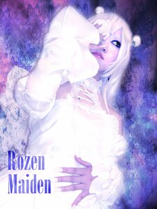 Rating: Safe Score: 0 Tags: 1girl kirakishou long_hair looking_at_viewer makeup pale_skin purple_theme solo white_hair yellow_eyes User: admin
