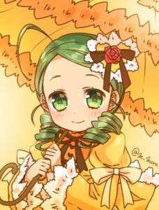 Rating: Safe Score: 0 Tags: 1girl ahoge blush dress drill_hair flower green_eyes green_hair hair_flower hair_ornament image kanaria long_sleeves looking_at_viewer rose smile solo twin_drills twitter_username User: admin