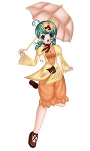 Rating: Safe Score: 0 Tags: 1girl ahoge full_body green_eyes green_hair holding holding_umbrella image kanaria long_sleeves open_mouth parasol short_hair solo standing standing_on_one_leg umbrella white_background User: admin