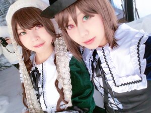 Rating: Safe Score: 0 Tags: 2girls brown_hair frills green_eyes hat heterochromia lips looking_at_viewer multiple_cosplay multiple_girls red_eyes short_hair siblings sisters smile souseiseki suiseiseki tagme twins User: admin