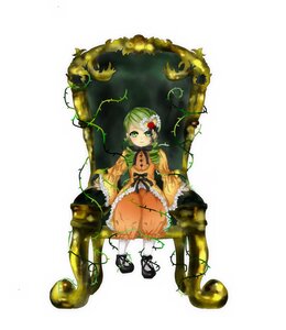Rating: Safe Score: 0 Tags: 1girl dress flower green_eyes green_hair hair_ornament image kanaria plant short_hair sitting smile solo vines User: admin