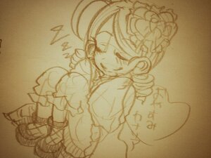 Rating: Safe Score: 0 Tags: 1girl blush boots brown_background closed_eyes dress drill_hair hair_ornament image kanaria long_hair long_sleeves monochrome photo smile solo tomoe_mami traditional_media twin_drills User: admin