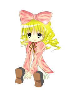 Rating: Safe Score: 0 Tags: 1girl :t blonde_hair blush bow dress drill_hair full_body green_eyes hair_bow hina_ichigo hinaichigo image long_sleeves looking_at_viewer pink_bow pink_shirt pout shoes simple_background sitting solo twin_drills v_arms wariza white_background User: admin