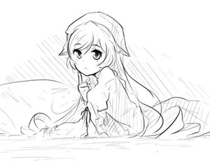 Rating: Safe Score: 0 Tags: 1girl animal_ears blush dress eyebrows_visible_through_hair greyscale hat image imaizumi_kagerou long_hair long_sleeves looking_at_viewer monochrome partially_submerged rain solo suiseiseki upper_body water User: admin