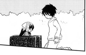 Rating: Safe Score: 0 Tags: 1boy 1girl fence greyscale halftone halftone_background hood hoodie image long_hair long_sleeves monochrome polka_dot polka_dot_background solo suiseiseki User: admin