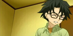 Rating: Safe Score: 0 Tags: 1boy black-framed_eyewear black_hair clenched_teeth closed_eyes collared_shirt glasses green_shirt human sakurada_jun screenshot shirt simple_background solo teeth upper_body User: admin