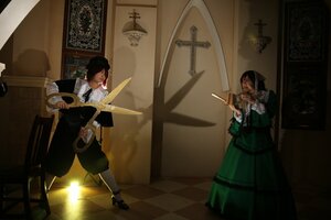 Rating: Safe Score: 0 Tags: 1boy argyle chandelier checkered checkered_background checkered_floor chess_piece dress indoors multiple_cosplay sword tagme tile_floor tiles weapon User: admin