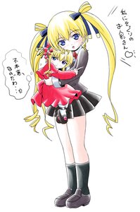 Rating: Safe Score: 0 Tags: 2girls black_legwear black_skirt blonde_hair blue_eyes blush crossover dress full_body gloves hair_ribbon hug image imai_kazunari kneehighs long_hair long_sleeves look-alike looking_at_viewer multiple_girls pleated_skirt ribbon rozen_maiden saint_october shinku shirafuji_natsuki shoes skirt socks solo standing translated twintails very_long_hair white_background User: admin