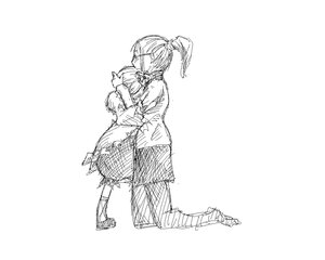 Rating: Safe Score: 0 Tags: 2girls greyscale image kanaria kusabue_mitsu monochrome multiple_girls ponytail sketch solo User: admin