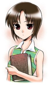 Rating: Safe Score: 0 Tags: 1girl bangs bare_shoulders book brown_hair holding holding_book human image kashiwaba_tomoe looking_at_viewer mole mole_under_eye red_eyes shirt short_hair sleeveless sleeveless_shirt solo upper_body User: admin