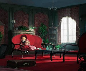 Rating: Safe Score: 0 Tags: blonde_hair closed_eyes couch curtains dress flower hinaichigo image indoors pair pillow plant shinku sitting sleeping window User: admin