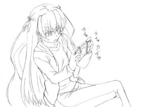 Rating: Safe Score: 0 Tags: 1girl barasuishou greyscale hair_ribbon image long_hair monochrome pants sitting solo souryuu_asuka_langley striped two_side_up User: admin