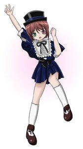 Rating: Safe Score: 0 Tags: 1girl :d brown_hair dress full_body green_eyes hat heterochromia image kneehighs open_mouth red_eyes ribbon shoes short_hair skirt smile solo souseiseki top_hat white_legwear User: admin