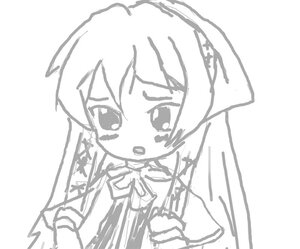 Rating: Safe Score: 0 Tags: 1girl blush chibi dress image long_hair long_sleeves monochrome open_mouth simple_background sketch solo suiseiseki white_background User: admin