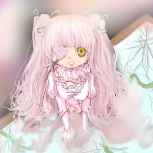 Rating: Safe Score: 0 Tags: 1girl blurry depth_of_field dress eyepatch flower frills grin image kirakishou long_hair pink_hair rose smile solo two_side_up very_long_hair vines white_flower yellow_eyes User: admin