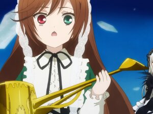 Rating: Safe Score: 0 Tags: 2girls brown_hair dress frills hat heterochromia holding image long_hair long_sleeves multiple_girls open_mouth outdoors red_eyes siblings silver_hair sisters sky solo suiseiseki User: admin