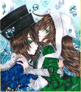 Rating: Safe Score: 0 Tags: 2girls brown_hair bubble dress frills green_eyes hair_over_one_eye hat image long_hair long_sleeves marker_(medium) multiple_girls pair short_hair siblings sisters souseiseki suiseiseki traditional_media twins yumeki_kokoro User: admin