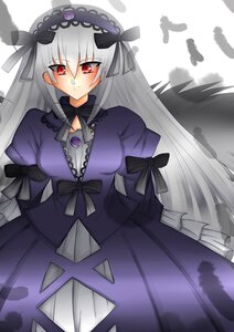 Rating: Safe Score: 0 Tags: 1girl black_wings dress feathers flower frills hairband image juliet_sleeves long_hair long_sleeves looking_at_viewer puffy_sleeves red_eyes rose silver_hair smile solo suigintou very_long_hair wings User: admin