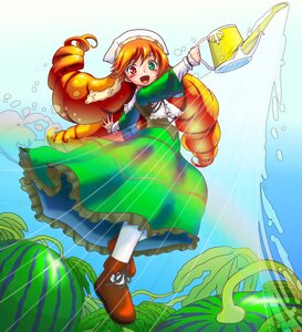 Rating: Safe Score: 0 Tags: 1girl :d dress drill_hair frills green_eyes hat heterochromia image long_hair long_sleeves open_mouth orange_hair pantyhose red_eyes smile solo suiseiseki very_long_hair watering_can white_legwear User: admin