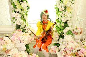 Rating: Safe Score: 0 Tags: 1girl bird bow_(instrument) braid dress flower green_hair hair_flower hair_ornament instrument kanaria music playing_instrument rose sitting solo violin window User: admin