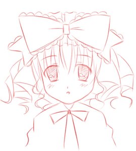 Rating: Safe Score: 0 Tags: 1girl blush bow dress hair_bow hinaichigo image looking_at_viewer monochrome ribbon simple_background solo white_background User: admin