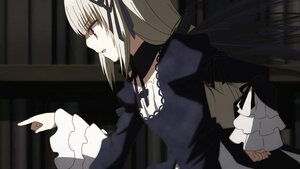 Rating: Safe Score: 0 Tags: 1girl black_dress dress frilled_sleeves frills from_side image juliet_sleeves long_hair long_sleeves pointing profile puffy_sleeves red_eyes ribbon silver_hair solo suigintou tongue upper_body User: admin