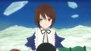 Rating: Safe Score: 0 Tags: brown_hair dress green_eyes hat_removed headwear_removed heterochromia image looking_at_viewer neck_ribbon red_eyes ribbon short_hair sky solo souseiseki suiseiseki User: admin