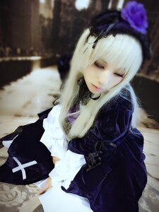 Rating: Safe Score: 0 Tags: 1girl bangs black_dress blurry blurry_background blurry_foreground closed_eyes closed_mouth depth_of_field dress eyelashes flower hair_flower hair_ornament lips long_hair rose solo suigintou upper_body User: admin