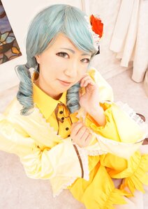 Rating: Safe Score: 0 Tags: 1girl drill_hair earrings flower frills hair_flower hair_ornament jewelry kanaria lips photo smile solo yellow_dress User: admin