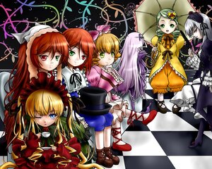 Rating: Safe Score: 0 Tags: 6+girls argyle argyle_background blonde_hair blue_eyes bonnet boots bow brown_hair checkered checkered_background checkered_floor chess_piece dress flower frills green_eyes hairband heterochromia hina_ichigo image kanaria long_hair multiple multiple_girls one_eye_closed parasol perspective red_eyes shinku short_hair siblings sisters souseiseki suigintou suiseiseki tagme tile_floor tiles top_hat twins umbrella very_long_hair User: admin