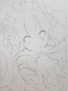 Rating: Safe Score: 0 Tags: 1girl frills greyscale image lineart looking_at_viewer maid_headdress monochrome shinku solo traditional_media User: admin