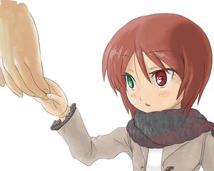 Rating: Safe Score: 0 Tags: 1boy blush green_eyes hands heterochromia image long_sleeves red_eyes scarf short_hair simple_background solo solo_focus souseiseki striped upper_body vertical_stripes white_background User: admin