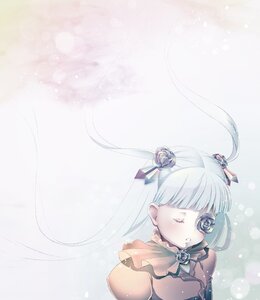 Rating: Safe Score: 0 Tags: 1girl bangs barasuishou blunt_bangs blush closed_eyes flower hair_flower hair_ornament image long_hair ribbon rose solo twintails upper_body white_hair User: admin