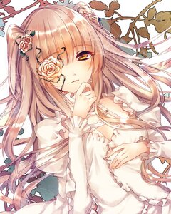 Rating: Safe Score: 0 Tags: 1girl bangs blonde_hair blunt_bangs brown_hair commentary_request dress eyepatch flower flower_over_eye hair_flower hair_ornament image kirakishou long_hair long_sleeves looking_at_viewer one_eye_closed photoshop_(medium) pink_rose ribbon rose rozen_maiden saijou_haruki solo thorns two_side_up upper_body white_dress white_ribbon yellow_eyes User: admin