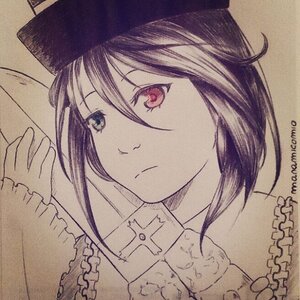 Rating: Safe Score: 0 Tags: 1girl black_headwear chain closed_mouth dated frills hair_between_eyes hat image long_sleeves looking_at_viewer photo red_eyes sleeves_past_wrists solo souseiseki traditional_media twitter_username upper_body User: admin
