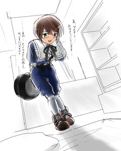 Rating: Safe Score: 0 Tags: 1girl blush brown_hair green_eyes hat hat_removed headwear_removed heterochromia image long_sleeves open_mouth pantyhose red_eyes ribbon short_hair shorts solo souseiseki white_legwear User: admin
