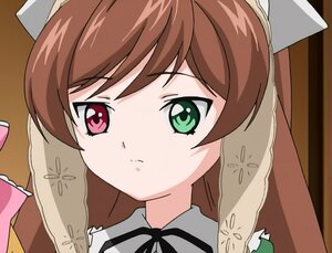 Rating: Safe Score: 0 Tags: 1girl brown_hair face green_eyes heterochromia image long_hair portrait red_eyes ribbon solo suiseiseki User: admin