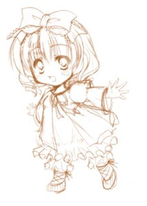 Rating: Safe Score: 0 Tags: 1girl :d blush bow dress full_body hinaichigo image looking_at_viewer monochrome open_mouth ribbon simple_background sketch smile solo standing striped white_background User: admin