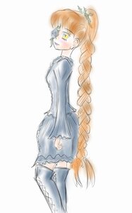 Rating: Safe Score: 0 Tags: 1girl blue_dress blush braid brown_hair dress image kirakishou long_hair long_sleeves solo solo_braid standing thighhighs twin_braids very_long_hair User: admin