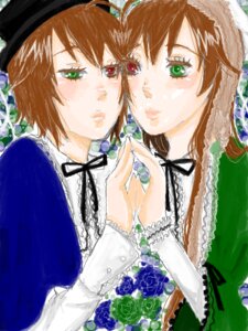 Rating: Safe Score: 0 Tags: 2girls brown_hair dress dual_persona flower green_eyes hat image incest long_sleeves multiple_girls pair red_eyes ribbon rose short_hair siblings sisters souseiseki suiseiseki top_hat twincest twins User: admin