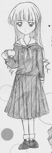 Rating: Safe Score: 0 Tags: 1girl bangs cup full_body greyscale halftone holding image long_hair long_sleeves looking_at_viewer monochrome pleated_skirt school_uniform serafuku shinku shoes skirt socks solo standing teacup User: admin