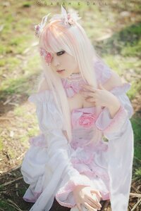 Rating: Safe Score: 0 Tags: 1girl bangs blonde_hair blurry blurry_background choker depth_of_field dress flower hair_ornament kirakishou lips long_hair long_sleeves outdoors pink_hair rose sitting solo tiara User: admin