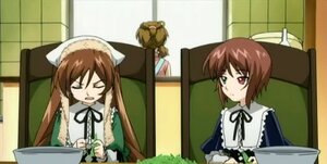 Rating: Safe Score: 0 Tags: 2girls animal_ears brown_hair closed_eyes dress image long_hair long_sleeves multiple_girls neck_ribbon pair ribbon siblings sisters souseiseki suiseiseki table twins User: admin