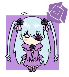 Rating: Safe Score: 0 Tags: 1girl barasuishou blush closed_mouth dress eyepatch flower full_body image long_hair long_sleeves purple_dress ribbon rose solo standing twintails very_long_hair User: admin