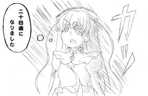 Rating: Safe Score: 0 Tags: 1girl barasuishou dress emphasis_lines greyscale image long_hair long_sleeves monochrome open_mouth simple_background solo upper_body white_background User: admin