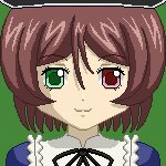 Rating: Safe Score: 0 Tags: 1girl auto_tagged brown_hair green_background green_eyes image neck_ribbon oekaki pixel_art portrait ribbon short_hair solo souseiseki transparent_background User: admin