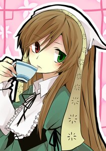 Rating: Safe Score: 0 Tags: 1girl black_ribbon brown_hair cup dress frills green_dress green_eyes head_scarf heterochromia image long_hair long_sleeves looking_at_viewer red_eyes ribbon solo suiseiseki teacup very_long_hair User: admin