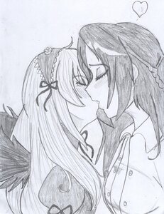 Rating: Safe Score: 0 Tags: 2girls blush closed_eyes hairband image kakizaki_megu kiss long_hair monochrome multiple_girls ribbon solo suigintou traditional_media yuri User: admin