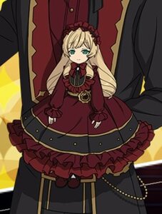 Rating: Safe Score: 0 Tags: 1boy 1girl black_legwear blonde_hair blush bow dress frills green_eyes image lolita_fashion long_hair long_sleeves red_dress shinku solo standing User: admin