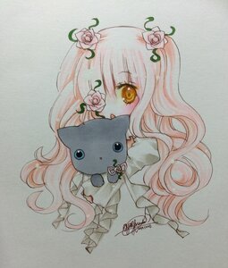 Rating: Safe Score: 0 Tags: 1girl artist_name bangs blush dress flower hair_flower hair_ornament holding image kirakishou long_hair looking_at_viewer marker_(medium) photo pink_flower pink_hair pink_rose rose signature solo stuffed_animal thorns traditional_media vines watercolor_(medium) white_flower white_rose yellow_eyes User: admin